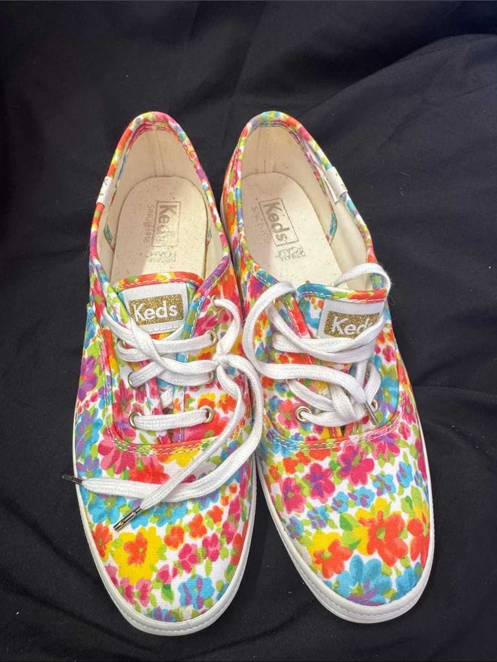 Keds Women's Floral Canvas Sneakers - White with Multi-Colored Flowers